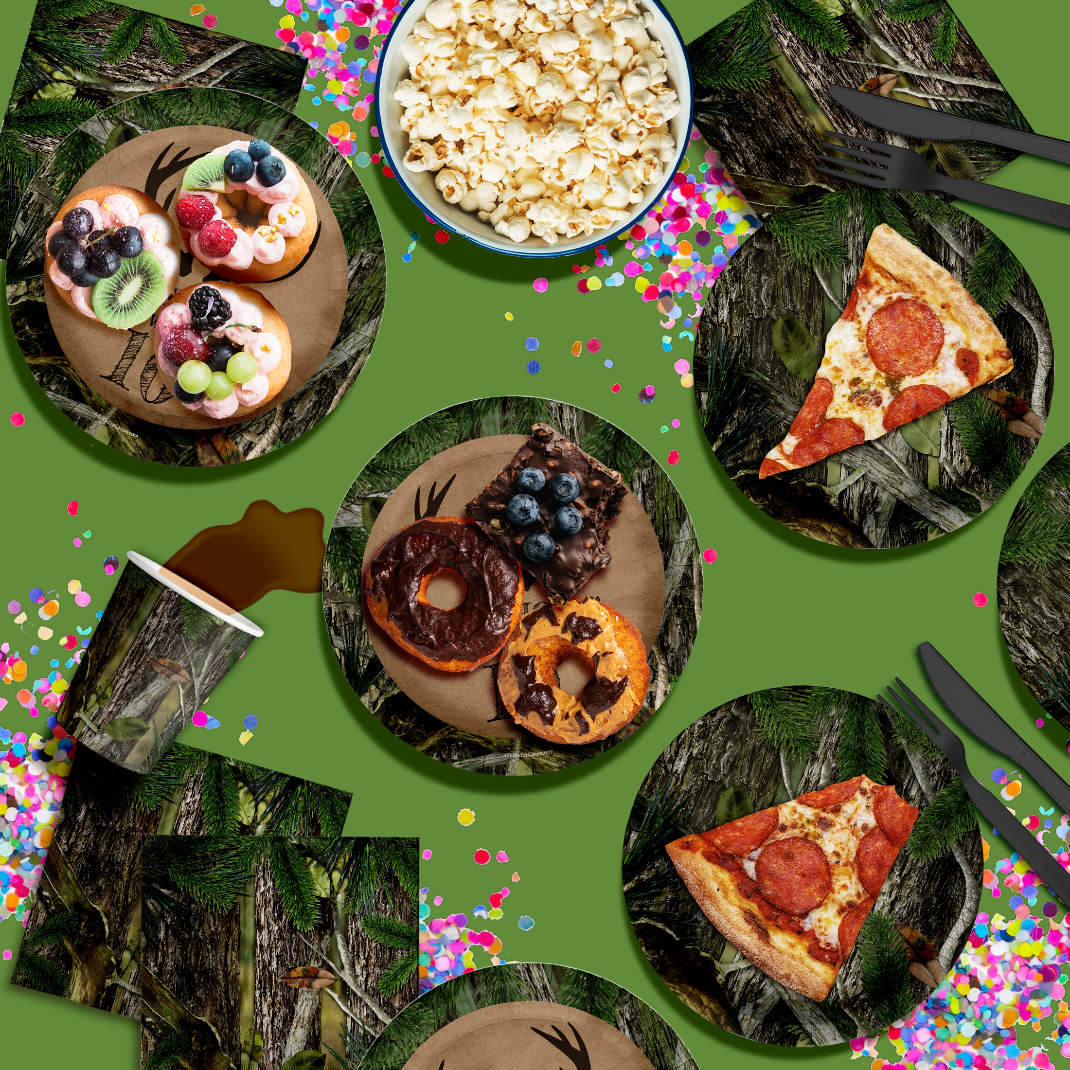 Deer Hunting 10th Birthday Party Supplies 64 Piece Tableware Set Includes Large 9" Paper Plates Dessert Plates, Cups and Napkins Kit for 16