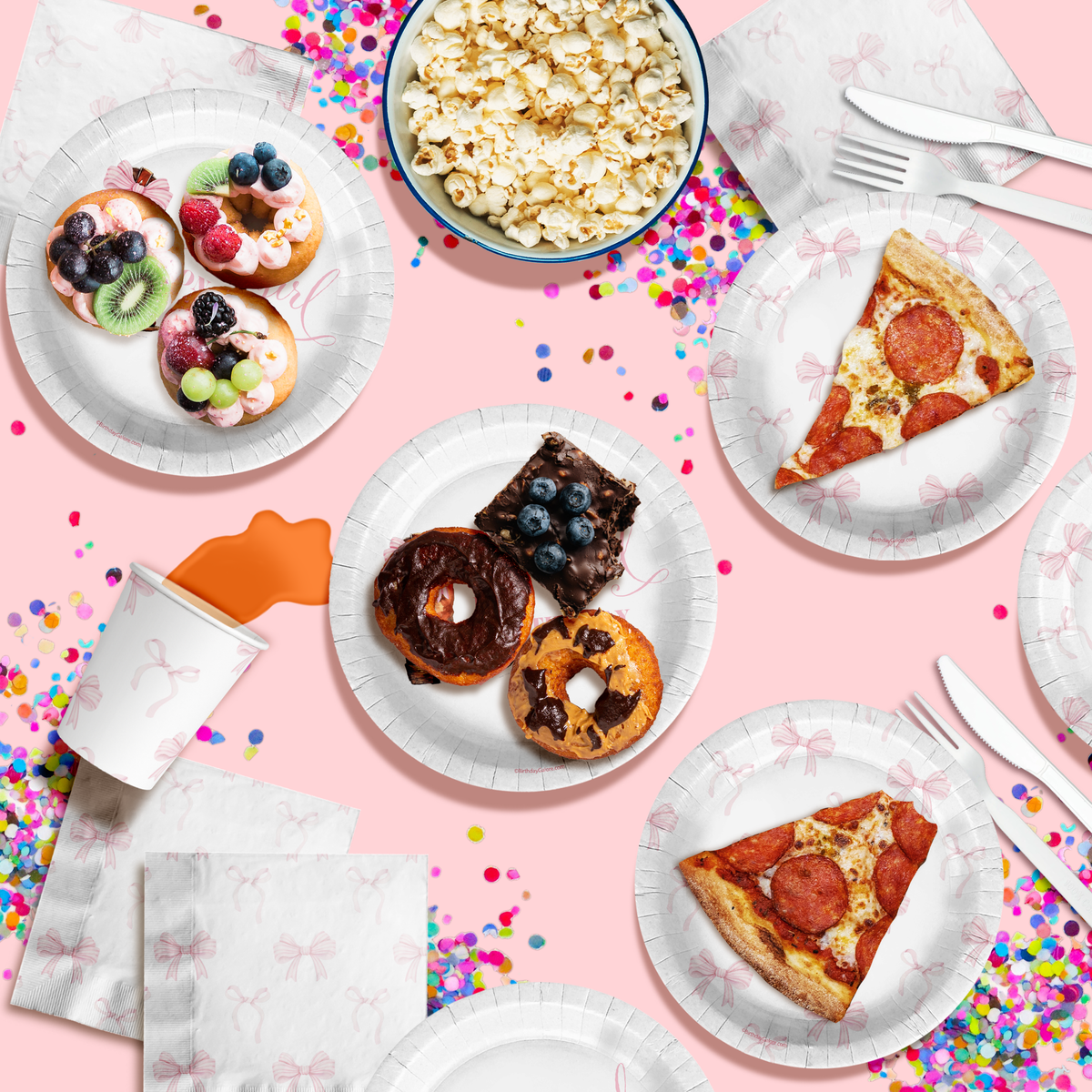 A Little Cowgirl On The Way Pink Bows Baby Shower Party Supplies 64 Piece Tableware Set Includes Large 9" Paper Plates Dessert Plates, Cups and Napkins Kit for 16