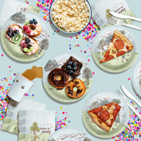 Winnie the Pooh Baby Shower Party Supplies 64 Piece Tableware Set Includes Large 9" Paper Plates Dessert Plates, Cups and Napkins Kit for 16