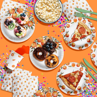 Our Little Cutie Is on The Way Baby Shower Party Supplies 64 Piece Tableware Set Includes Large 9" Paper Plates Dessert Plates, Cups and Napkins Kit for 16