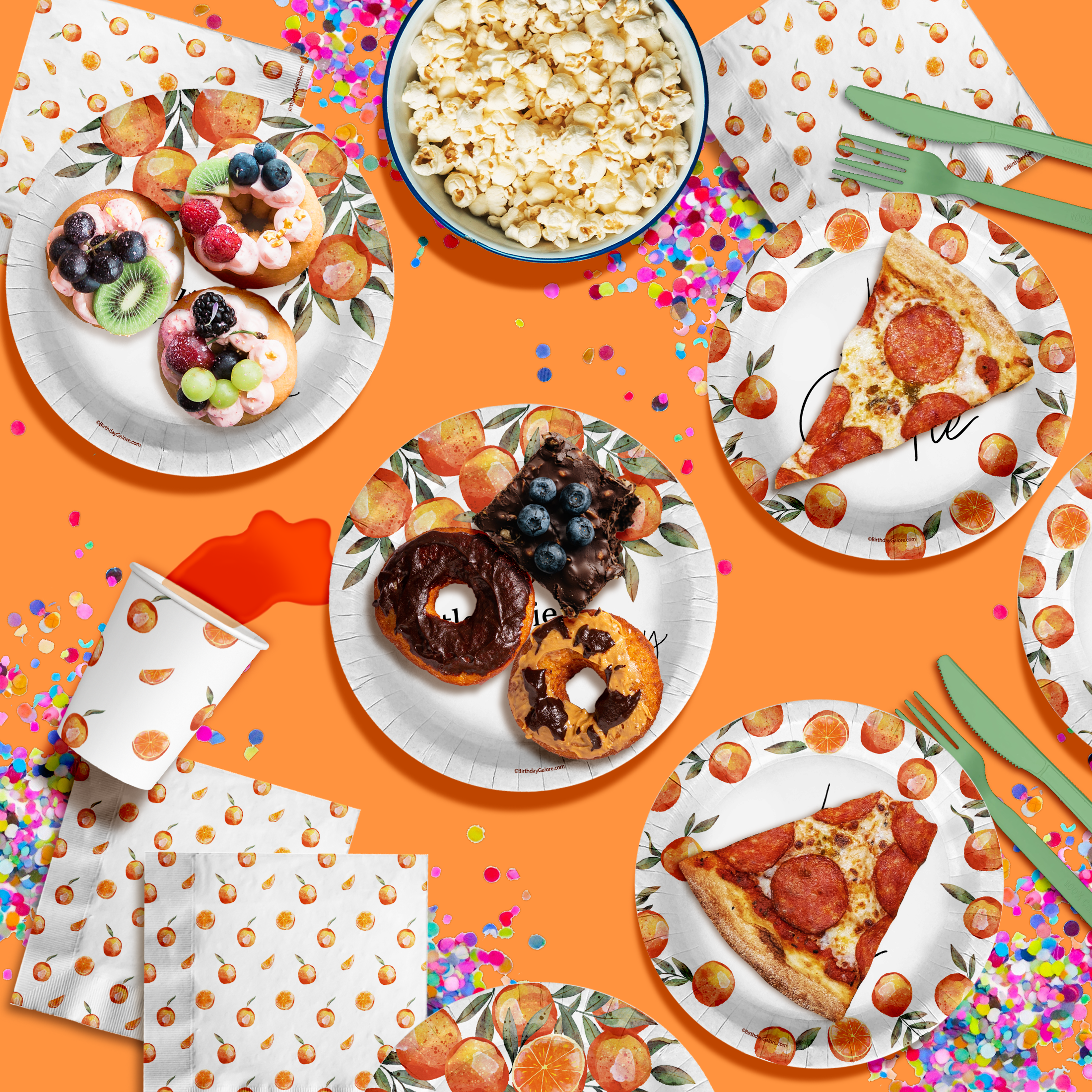 Our Little Cutie Is on The Way Baby Shower Party Supplies 64 Piece Tableware Set Includes Large 9" Paper Plates Dessert Plates, Cups and Napkins Kit for 16