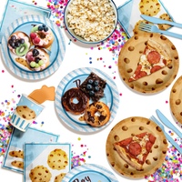 Boy oh Boy Milk and Cookies Baby Shower Party Supplies 64 Piece Tableware Set Includes Large 9" Paper Plates Dessert Plates, Cups and Napkins Kit for 16