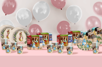 Peter Rabbit Girl's 1st Birthday Paper Plates - 64 Piece Tableware Set Includes Large 9" Paper Plates Dessert Plates, Cups and Napkins Kit for 16