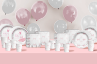 She's Tutu Cute Pink Bows 2nd Birthday Party Tableware Kit For 16 Guests 64 Piece