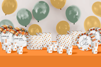 Our Little Cutie Is on The Way Baby Shower Party Supplies 64 Piece Tableware Set Includes Large 9" Paper Plates Dessert Plates, Cups and Napkins Kit for 16