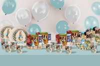 Peter Rabbit Boy's 1st Birthday Paper Plates - 64 Piece Tableware Set Includes Large 9" Paper Plates Dessert Plates, Cups and Napkins Kit for 16