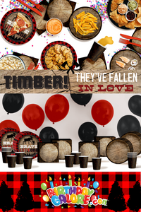 Timber They've Fallen In Love Tree Jack and Jill Party Tableware Kit For 16 Guests 64 Piece