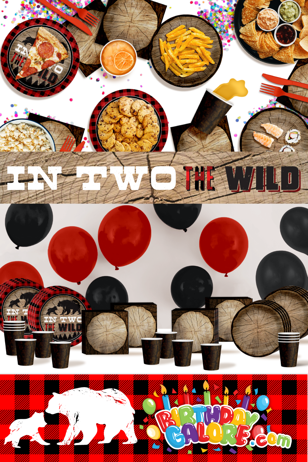 In Two the Wild Tree 2nd Birthday Party Tableware Kit For 16 Guests 64 Piece