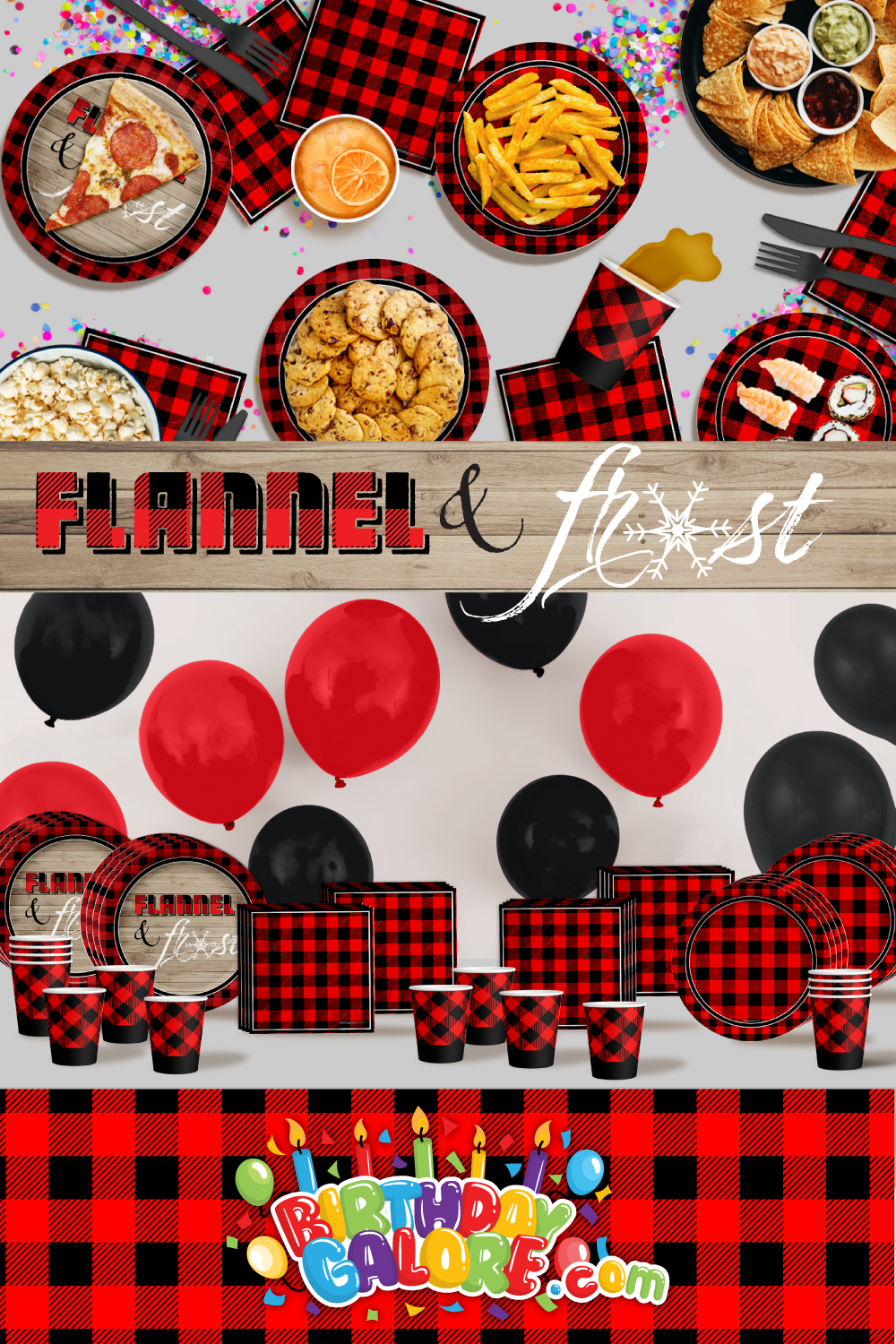 Flannel and Frost Buffalo Plaid Tableware Kit For 16 Guests 64 Piece