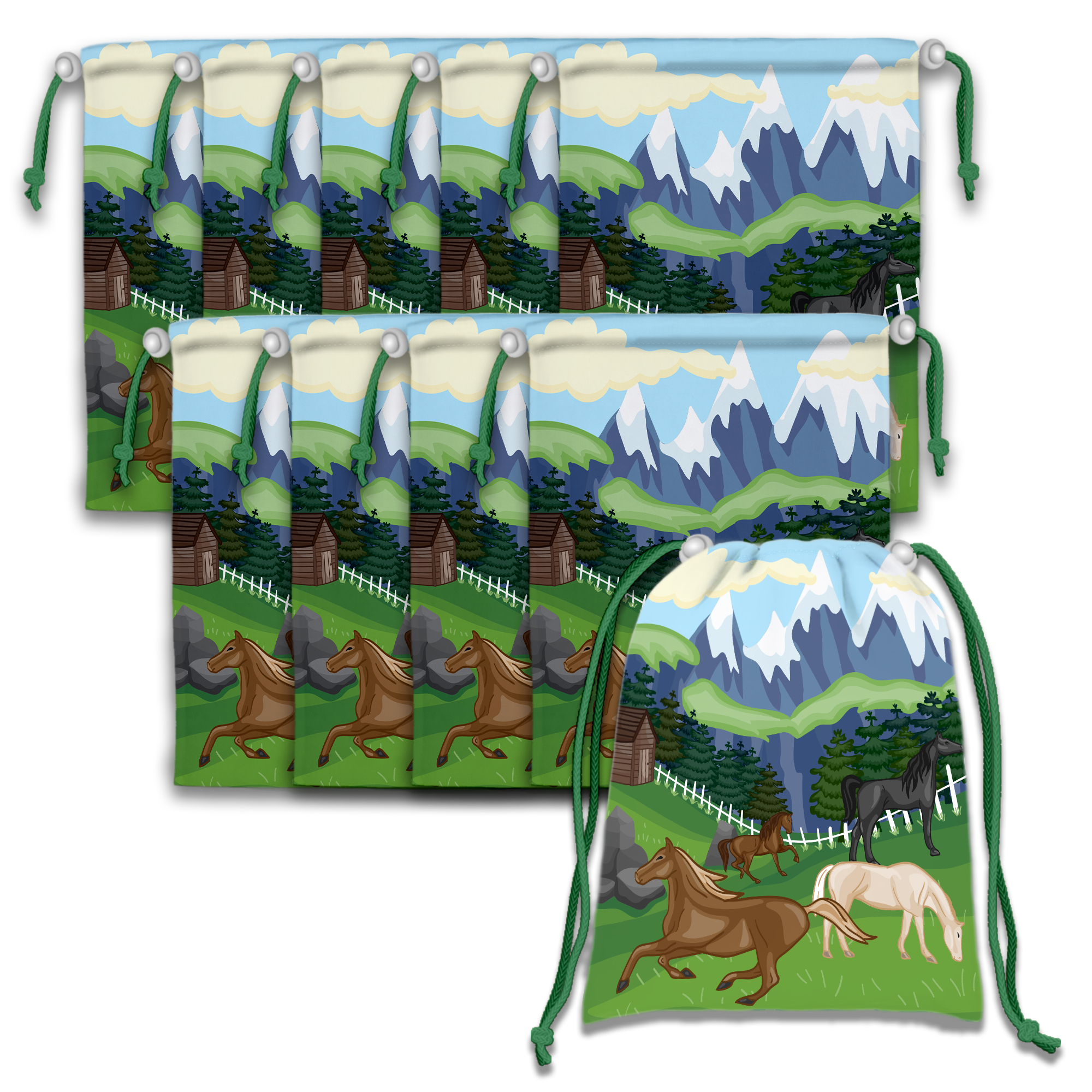 Wild Horses Drawstring Tote Bag (10 Pack) - BirthdayGalore.com
