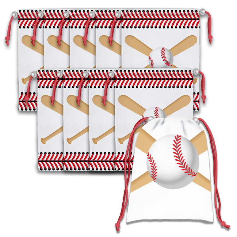 Baseball Drawstring Tote Bag (10 Pack) - BirthdayGalore.com