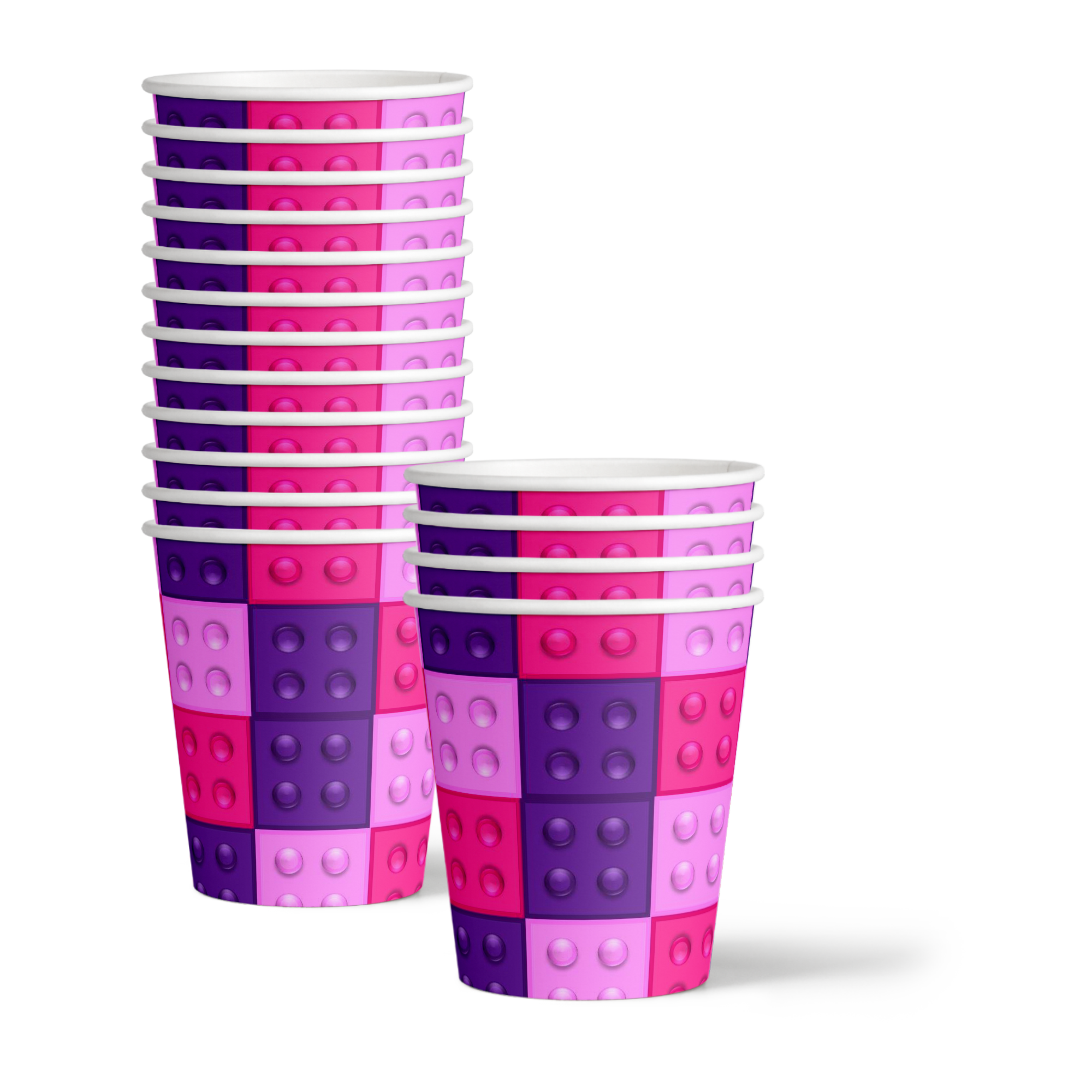 Pink Building Blocks Birthday Party Tableware Kit For 16 Guests - BirthdayGalore.com