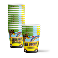 School Bus Birthday Party Tableware Kit For 16 Guests - BirthdayGalore.com
