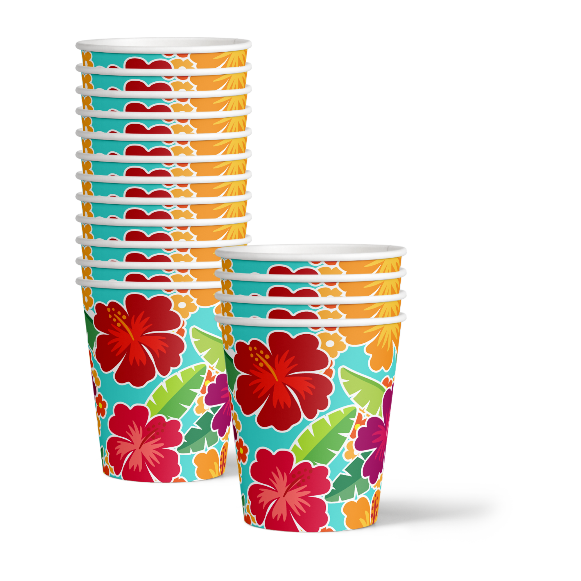 Hawaiian Luau Hibiscus Flower Birthday Party Tableware Kit For 16 Guests - BirthdayGalore.com