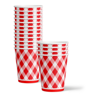 Red Gingham Picnic/BBQ Birthday Party Tableware Kit For 16 Guests