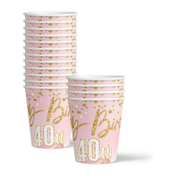 40th Birthday Pink & Gold Party Tableware Kit For 16 Guests - BirthdayGalore.com
