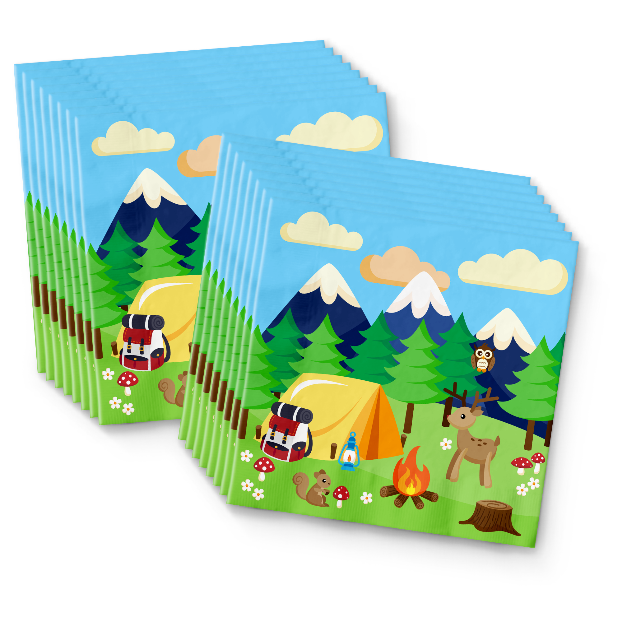 Camping Adventure Birthday Party Tableware Kit For 16 Guests - BirthdayGalore.com