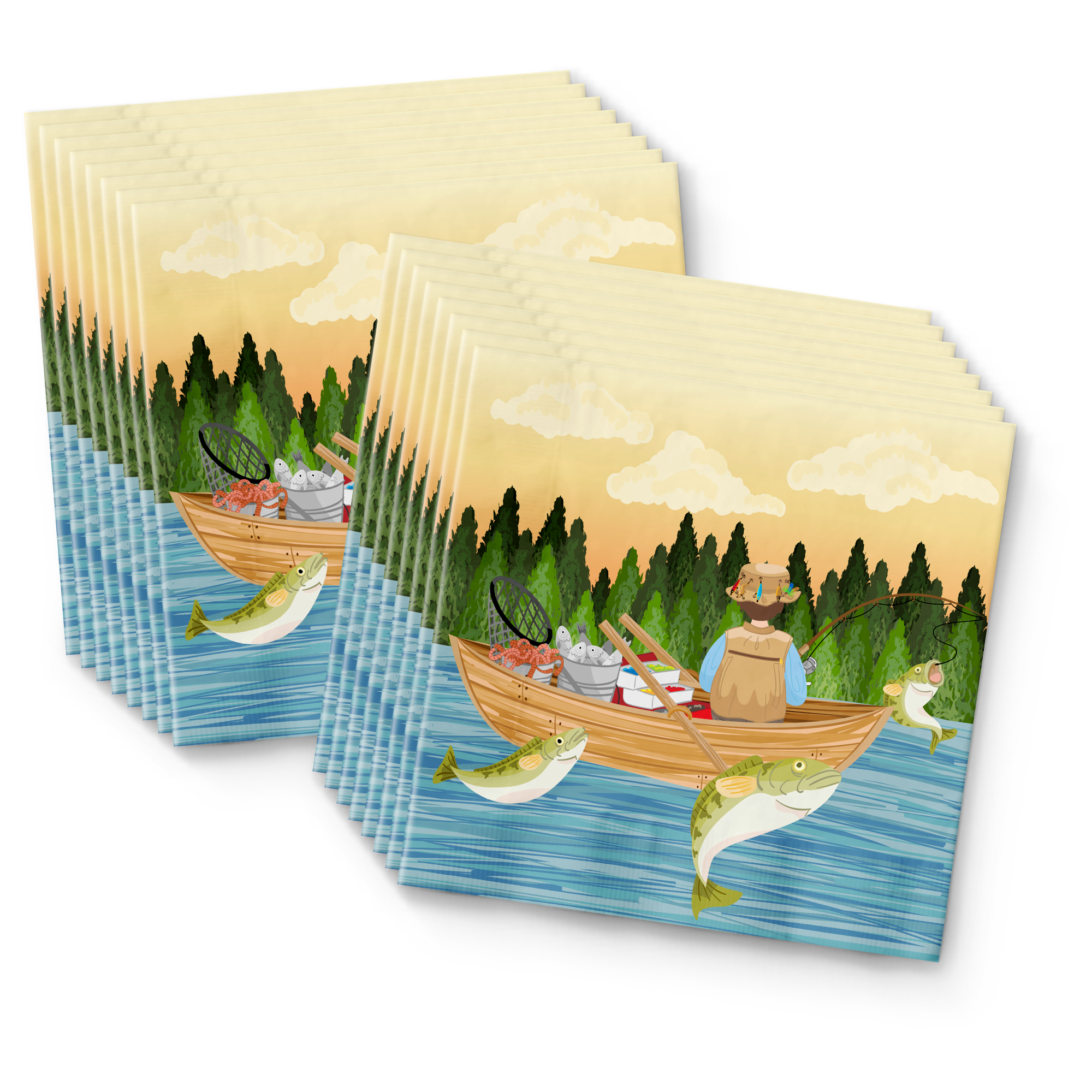 Gone Fishing Party Birthday Party Tableware Kit For 16 Guests - BirthdayGalore.com