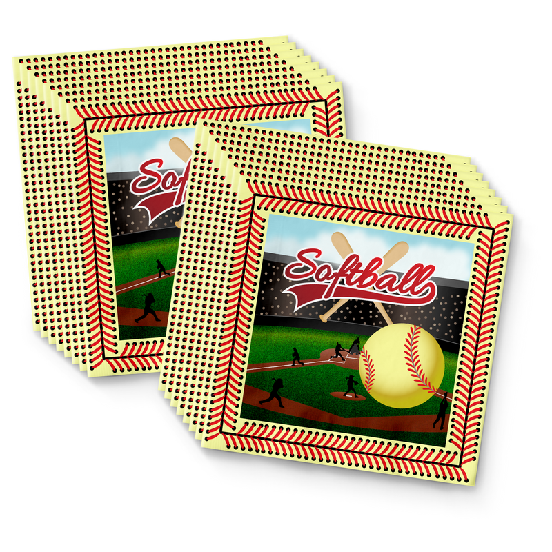 Softball Birthday Party Tableware Kit For 16 Guests - BirthdayGalore.com