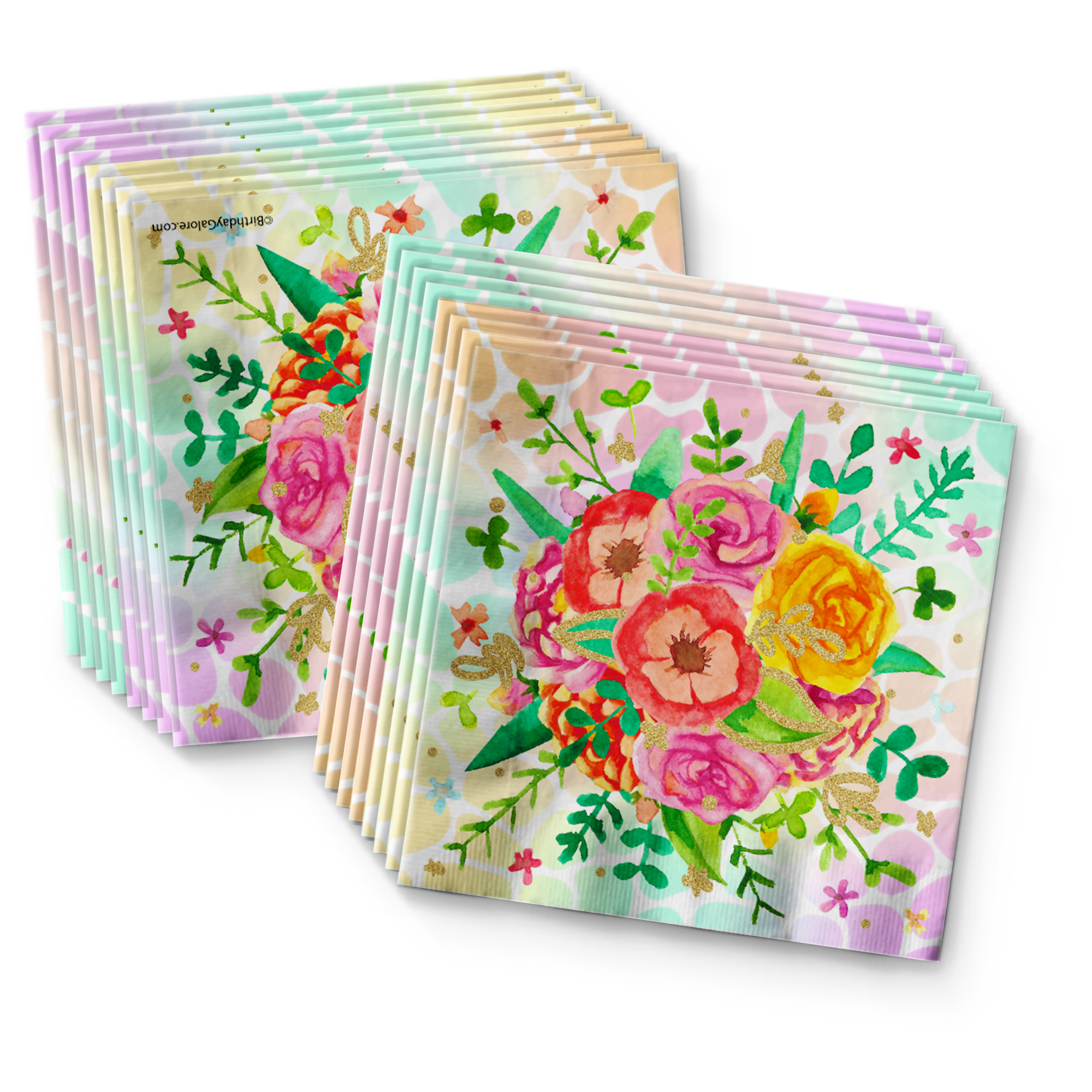 Floral Giraffe Birthday Party Tableware Kit For 16 Guests