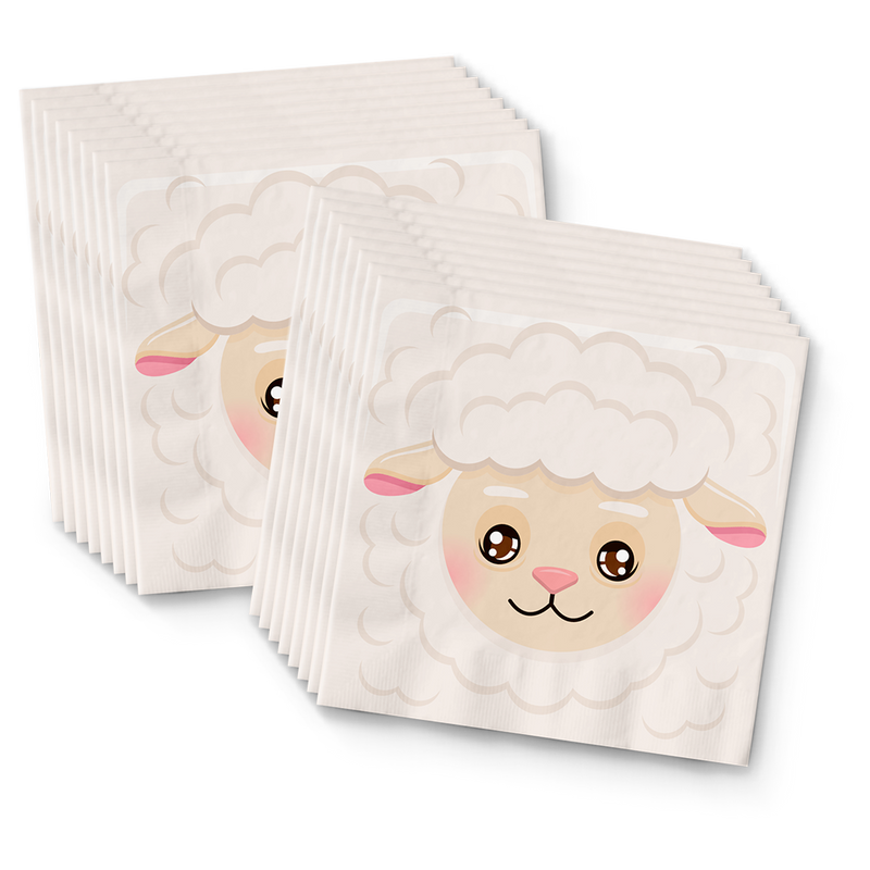 Sheep Birthday Party Tableware Kit For 16 Guests - BirthdayGalore.com
