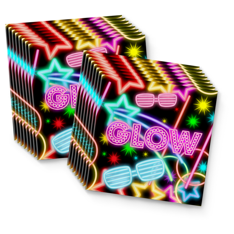 Glow Light Neon Birthday Party Tableware Kit For 16 Guests - BirthdayGalore.com