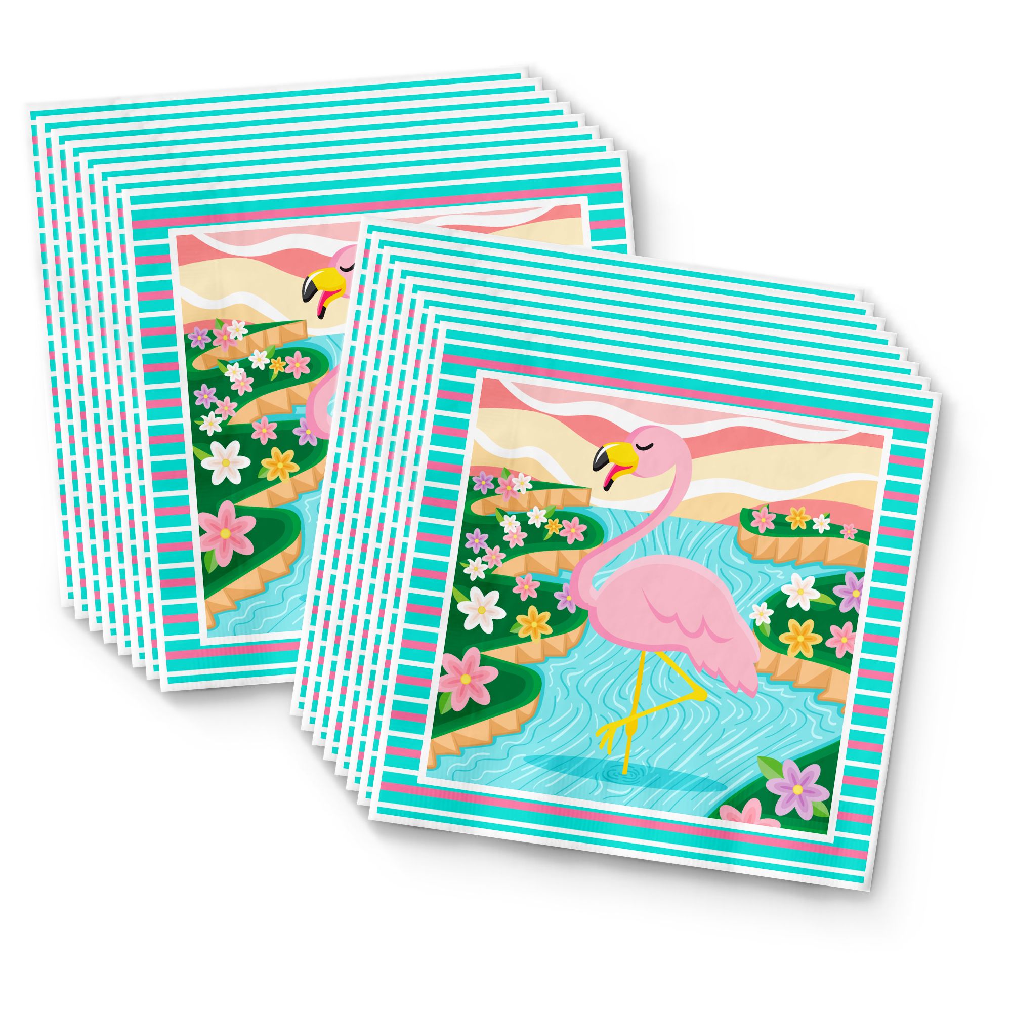 Pink Flamingo Birthday Party Tableware Kit For 16 Guests - BirthdayGalore.com