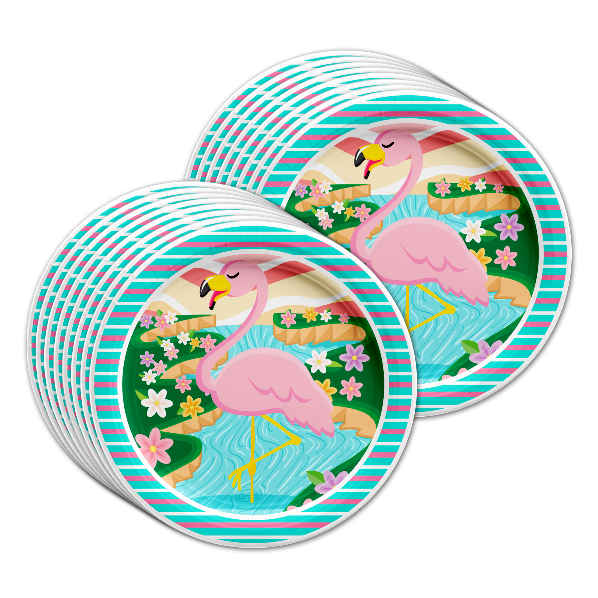 Pink Flamingo Birthday Party Tableware Kit For 16 Guests - BirthdayGalore.com