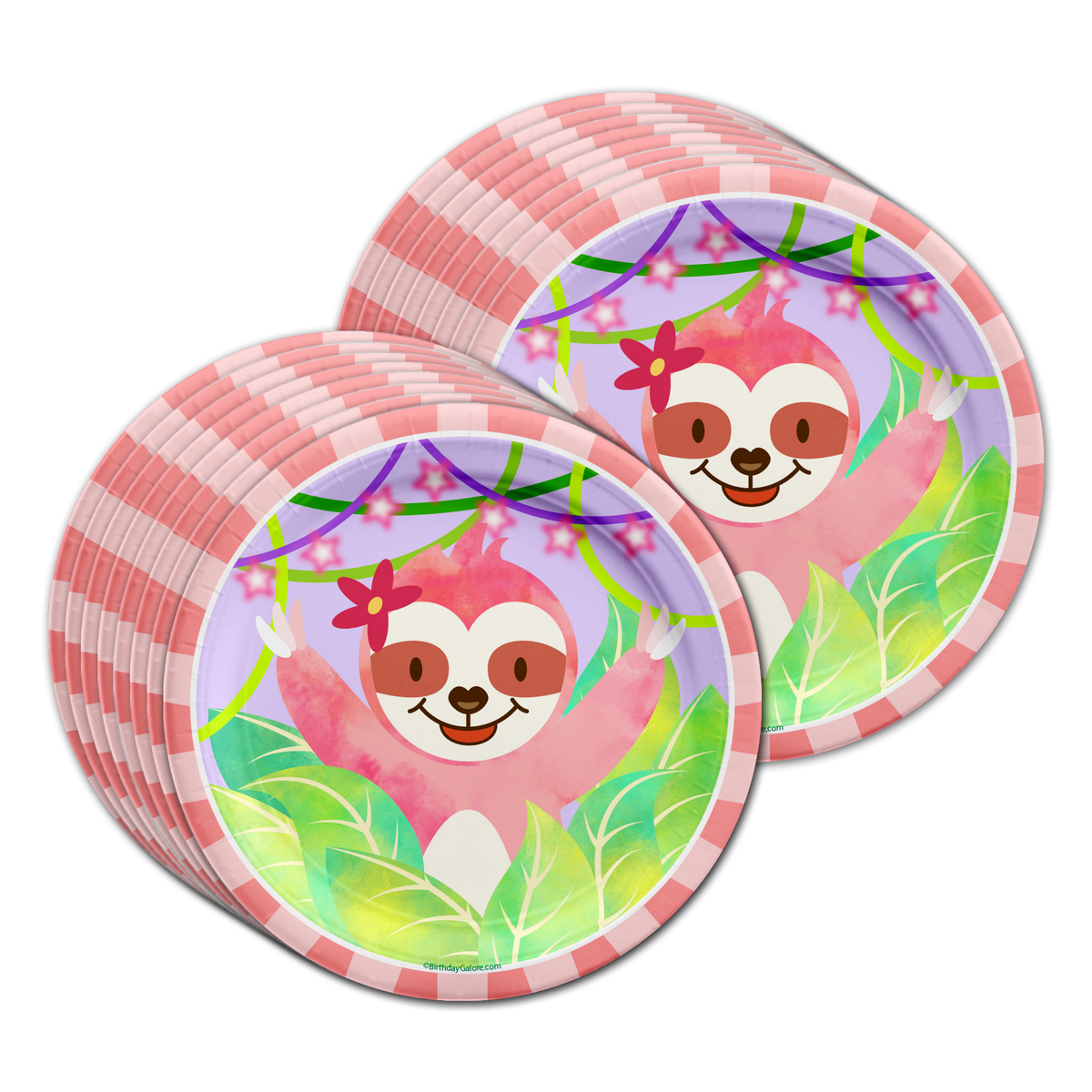 Sloth Girl Birthday Party Tableware Kit For 16 Guests