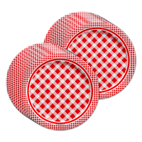 Red Gingham Picnic/BBQ Birthday Party Tableware Kit For 16 Guests