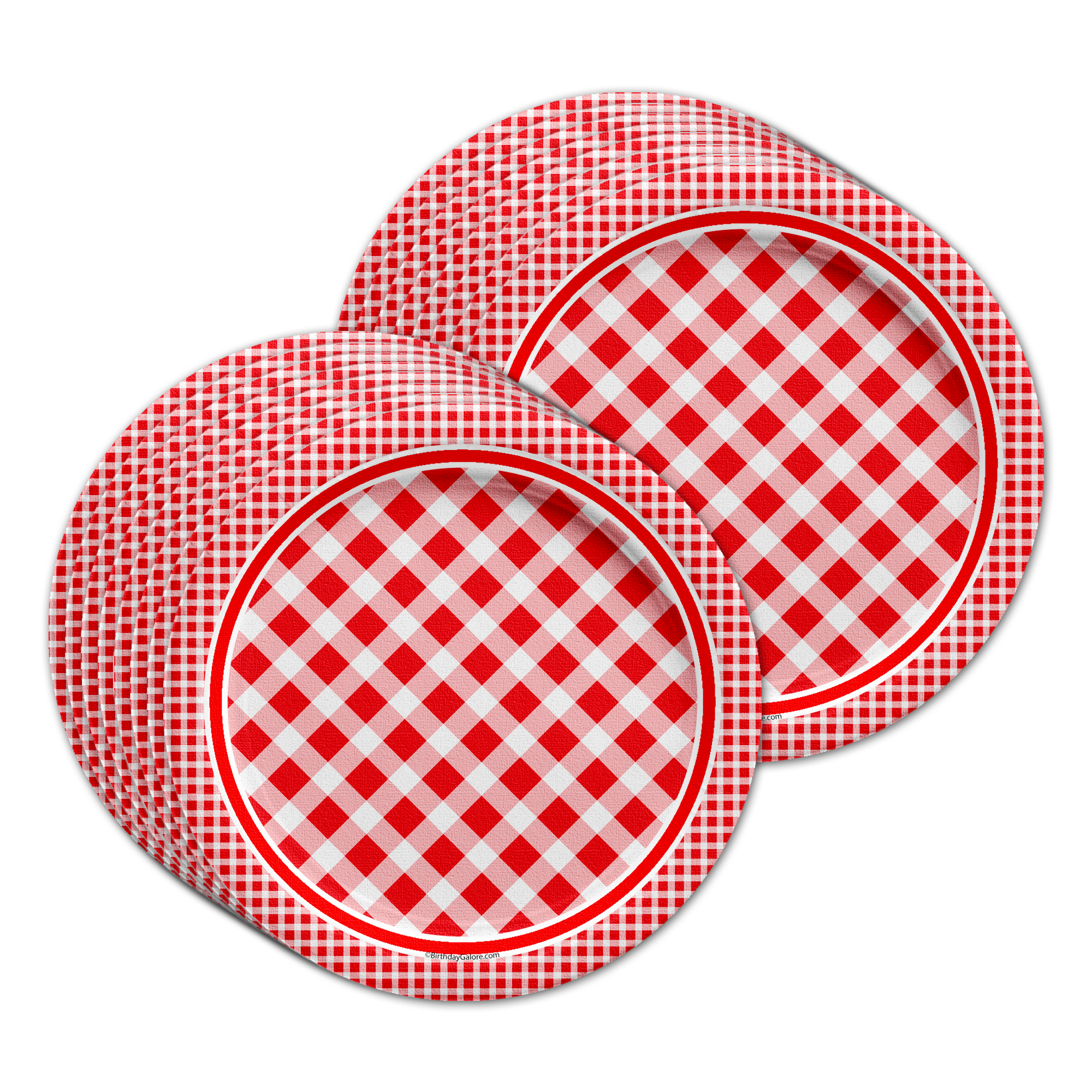 Red Gingham Picnic/BBQ Birthday Party Tableware Kit For 16 Guests