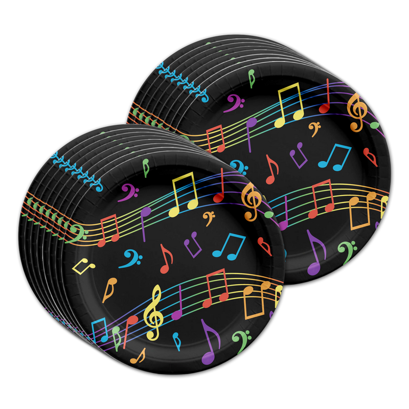 Colorful Music Notes Birthday Party Tableware Kit For 16 Guests - BirthdayGalore.com
