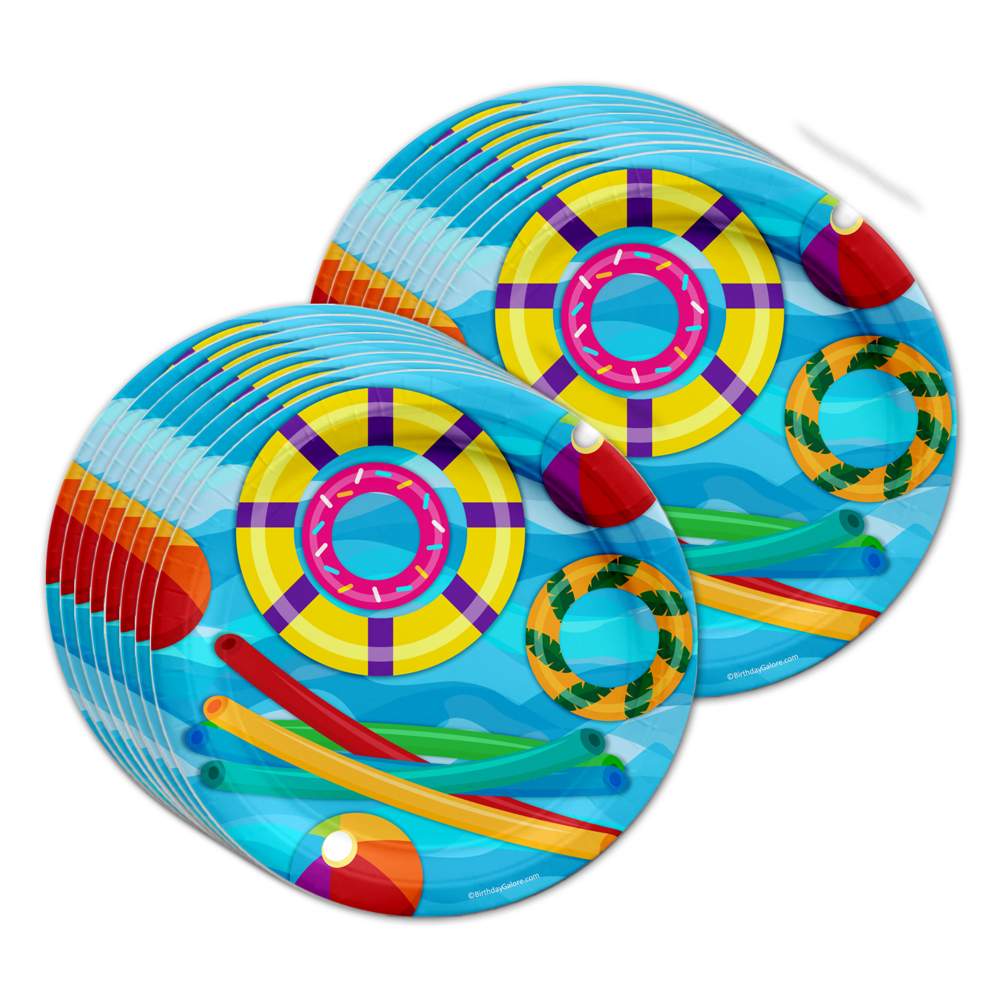Pool Party Birthday Party Tableware Kit For 16 Guests - BirthdayGalore.com