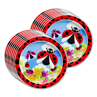 Little Lady Bug Birthday Party Tableware Kit For 16 Guests - BirthdayGalore.com