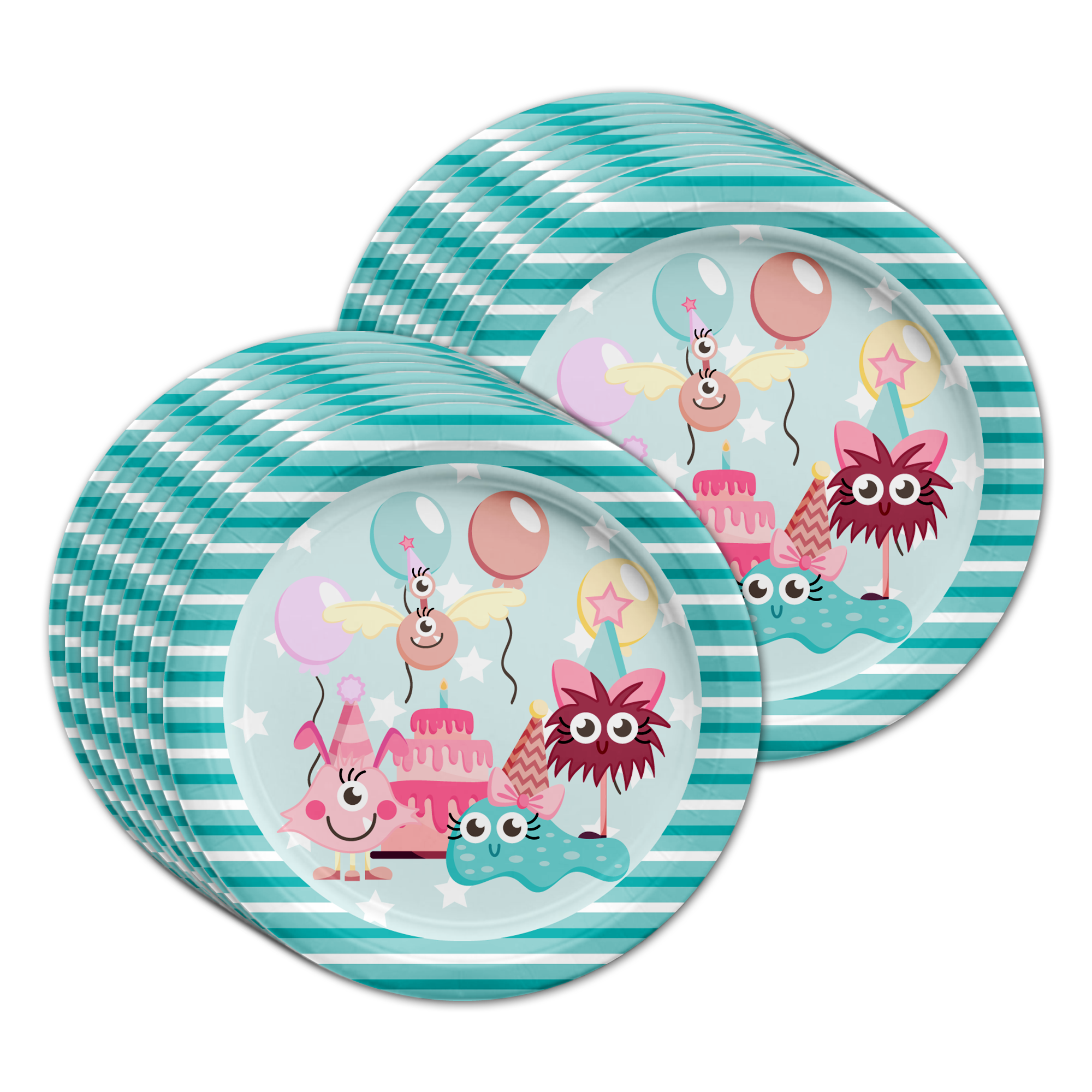Mighty Monster Girl Birthday Party Tableware Kit For 16 Guests - BirthdayGalore.com