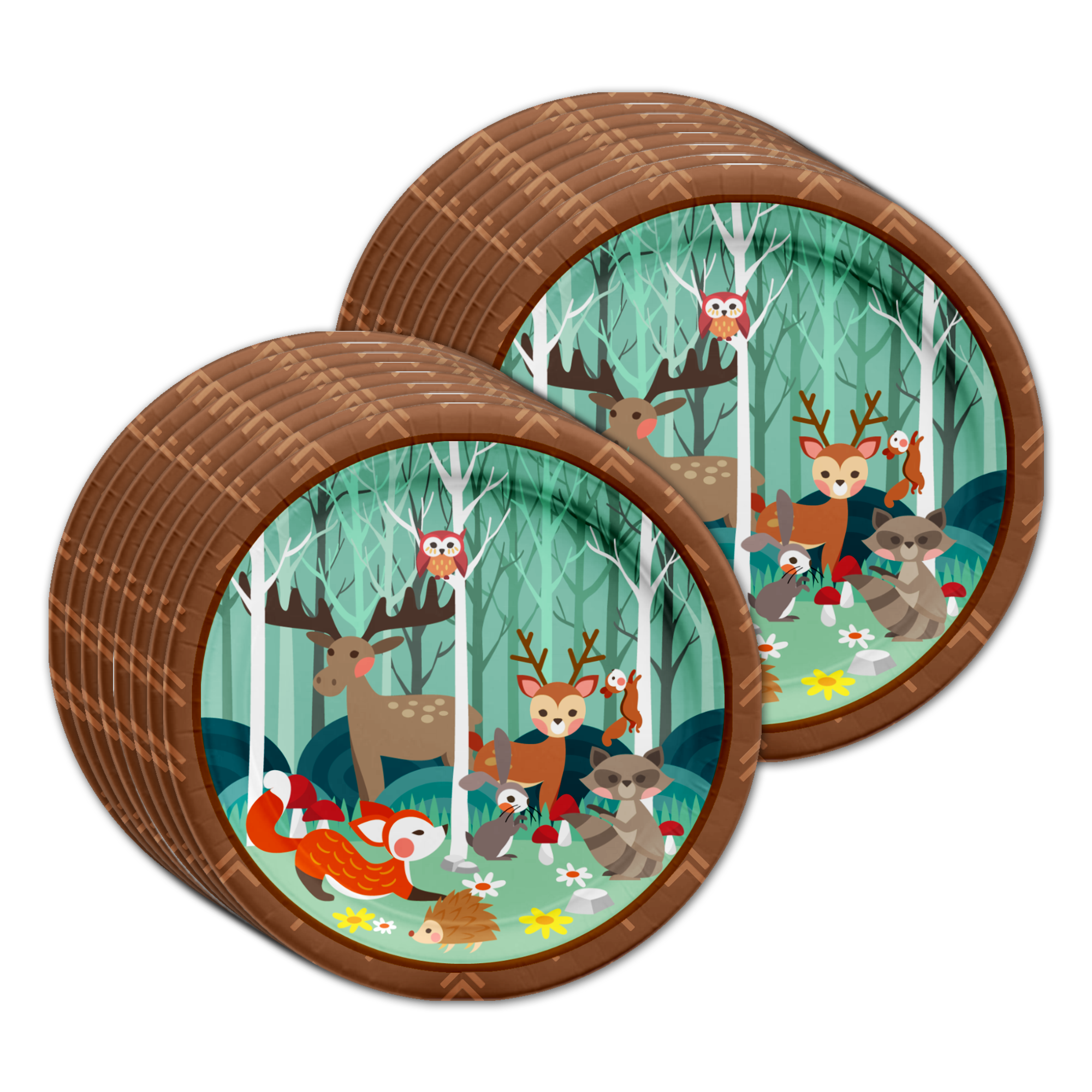 Woodland Animals Birthday Party Tableware Kit For 16 Guests - BirthdayGalore.com