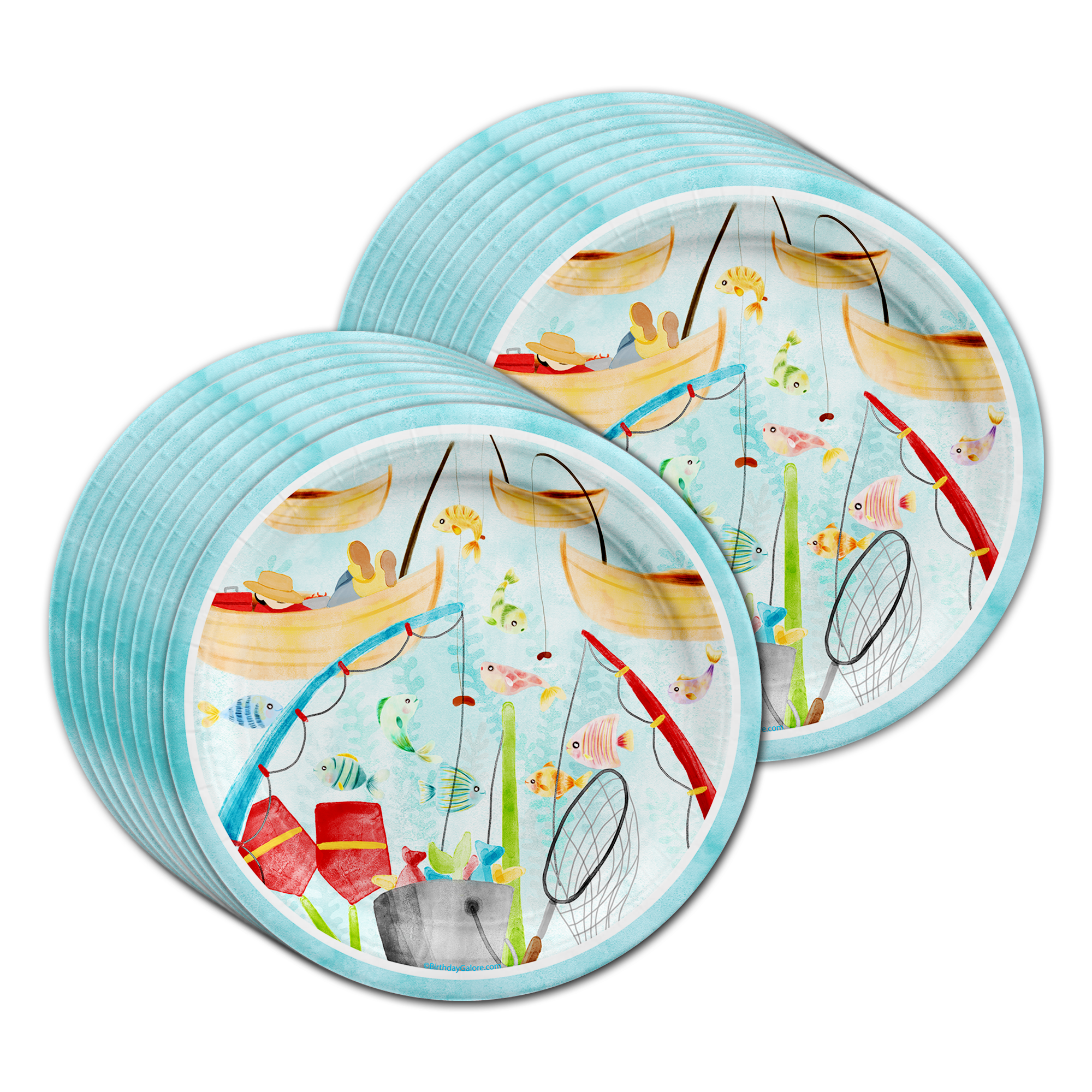 Little Fisherman Fishing Birthday Party Tableware Kit For 16 Guests