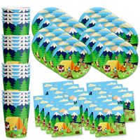 Camping Adventure Birthday Party Tableware Kit For 16 Guests - BirthdayGalore.com