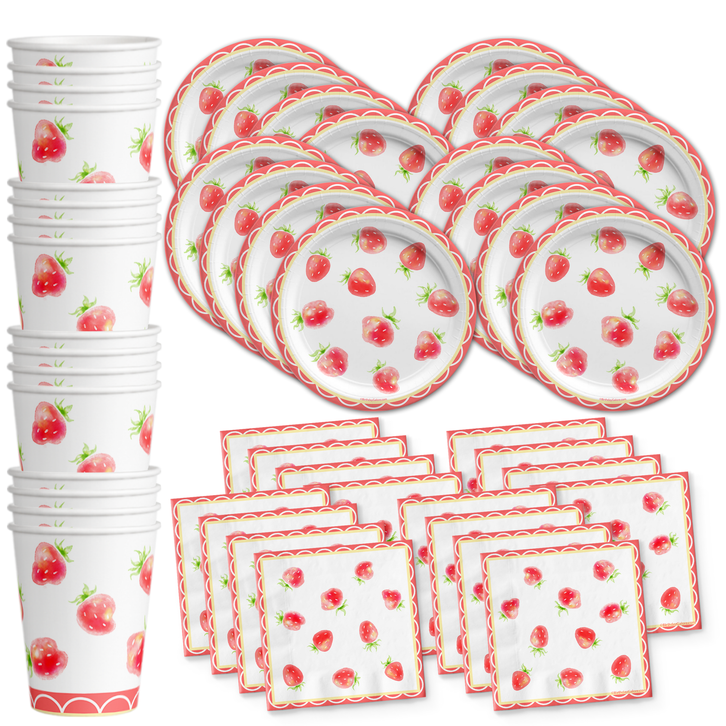 Strawberry Birthday Party Tableware Kit For 16 Guests