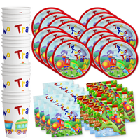 Two Two Train 2nd Birthday Party Tableware Kit For 16 Guests