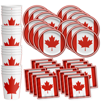 Canadian Flag Birthday Party Tableware Kit For 16 Guests
