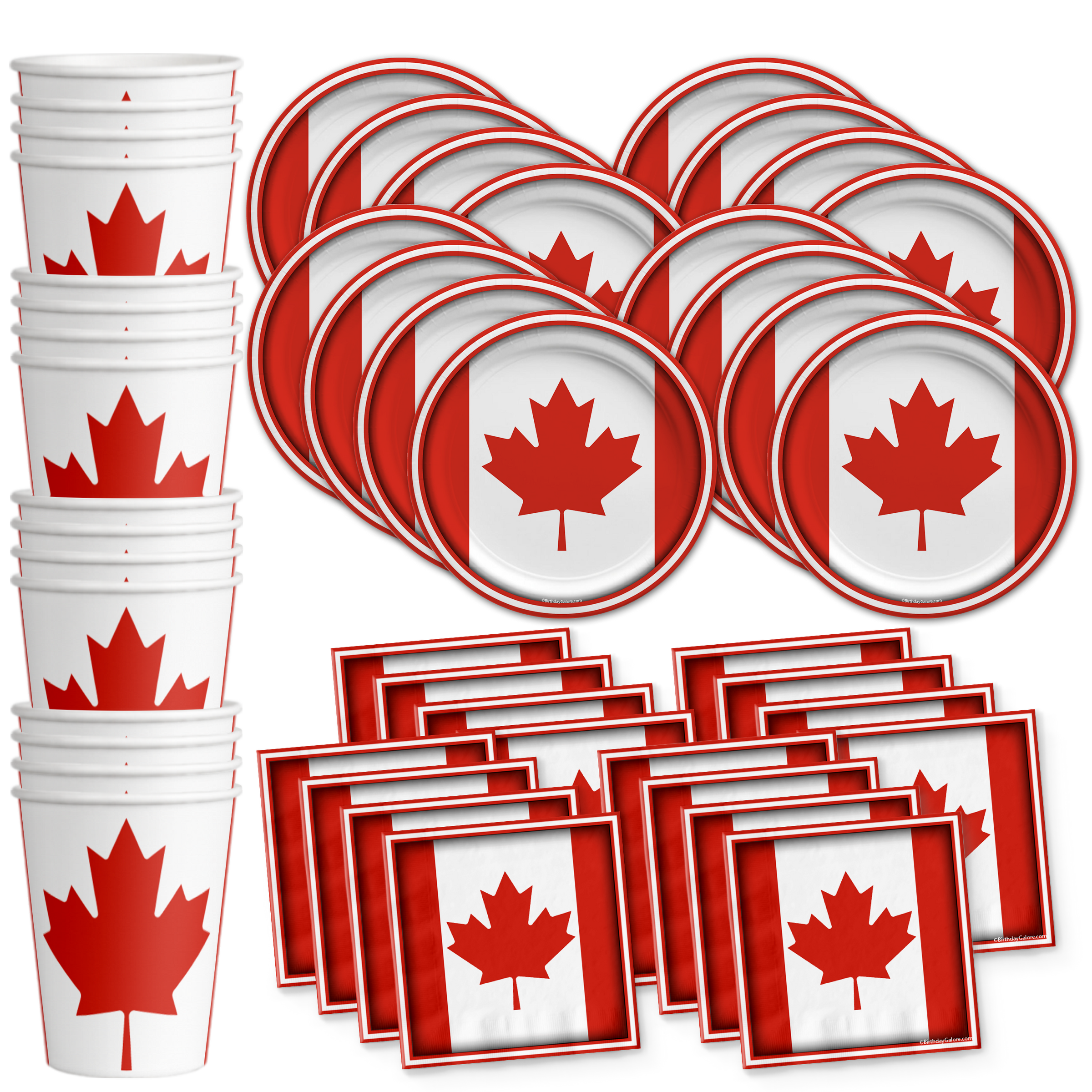 Canadian Flag Birthday Party Tableware Kit For 16 Guests