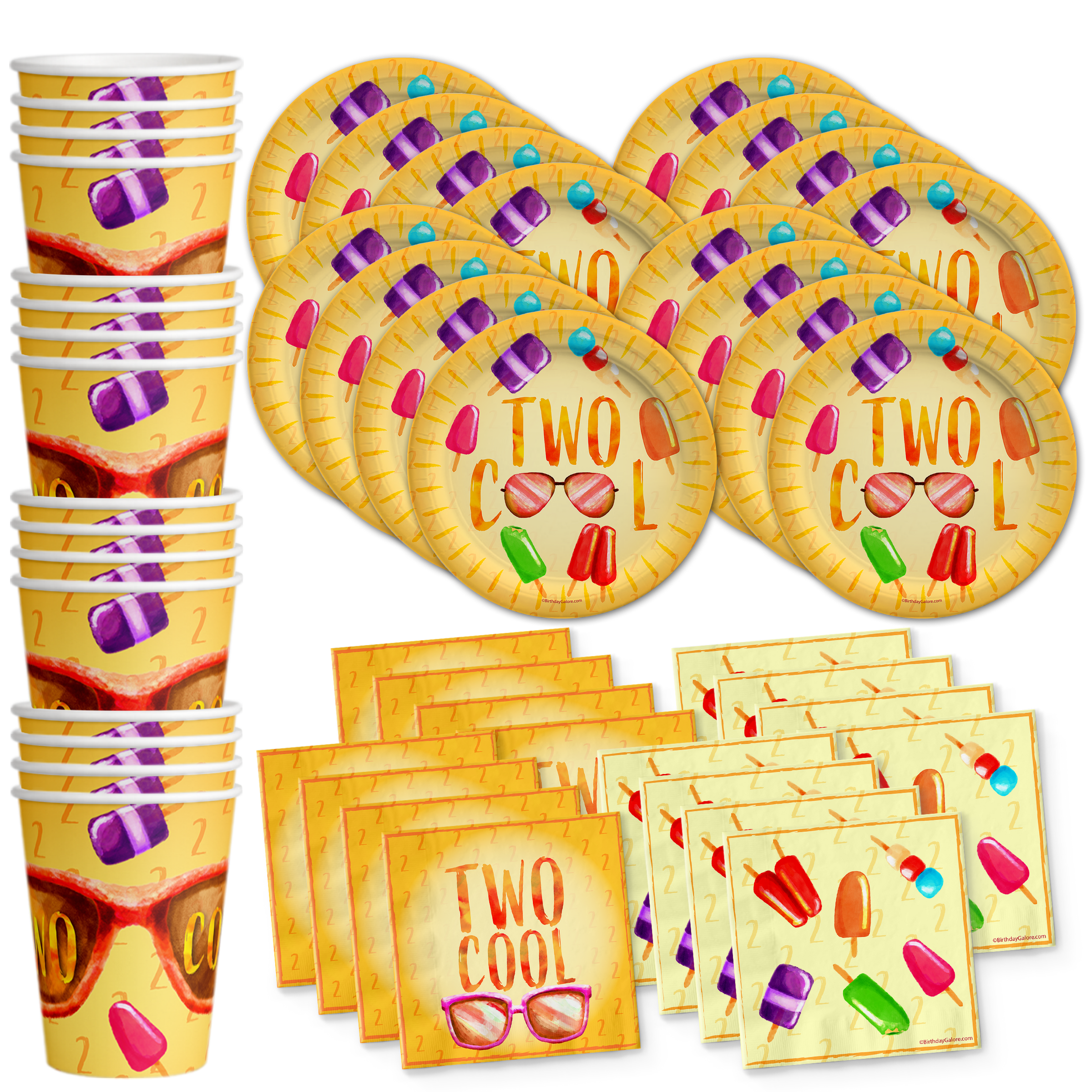 Two Cool Summer 2nd Birthday Party Tableware Kit For 16 Guests
