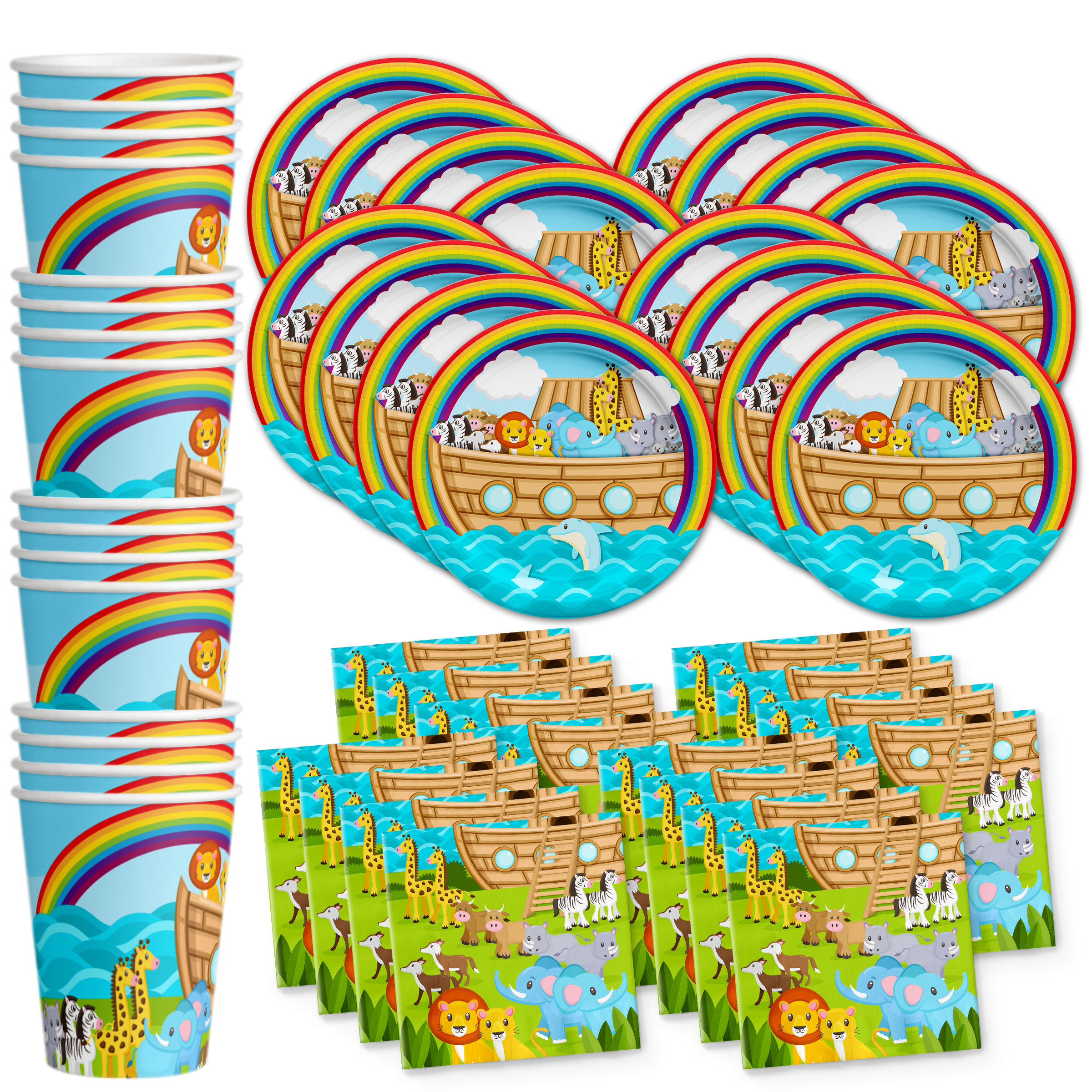 Noahs Ark Birthday Party Tableware Kit For 16 Guests - BirthdayGalore.com
