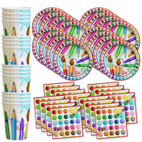 Little Artist Birthday Party Tableware Kit For 16 Guests - BirthdayGalore.com