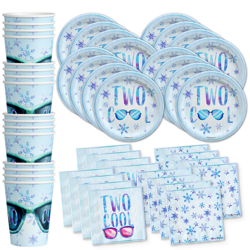 Two Cool Winter 2nd Birthday Party Tableware Kit