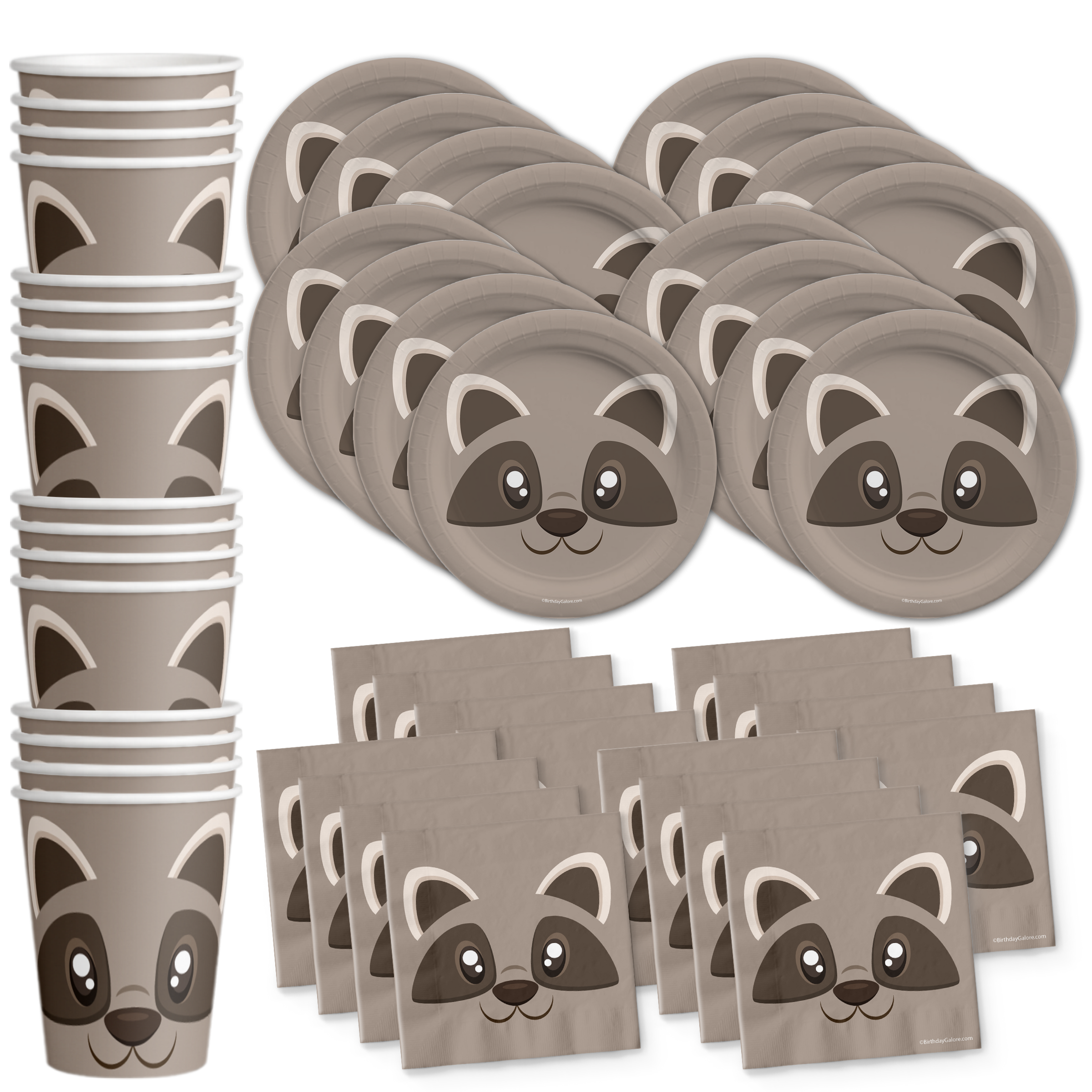 Raccoon Birthday Party Tableware Kit