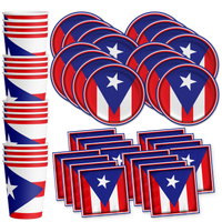Puerto Rican Flag Birthday Party Tableware Kit For 16 Guests