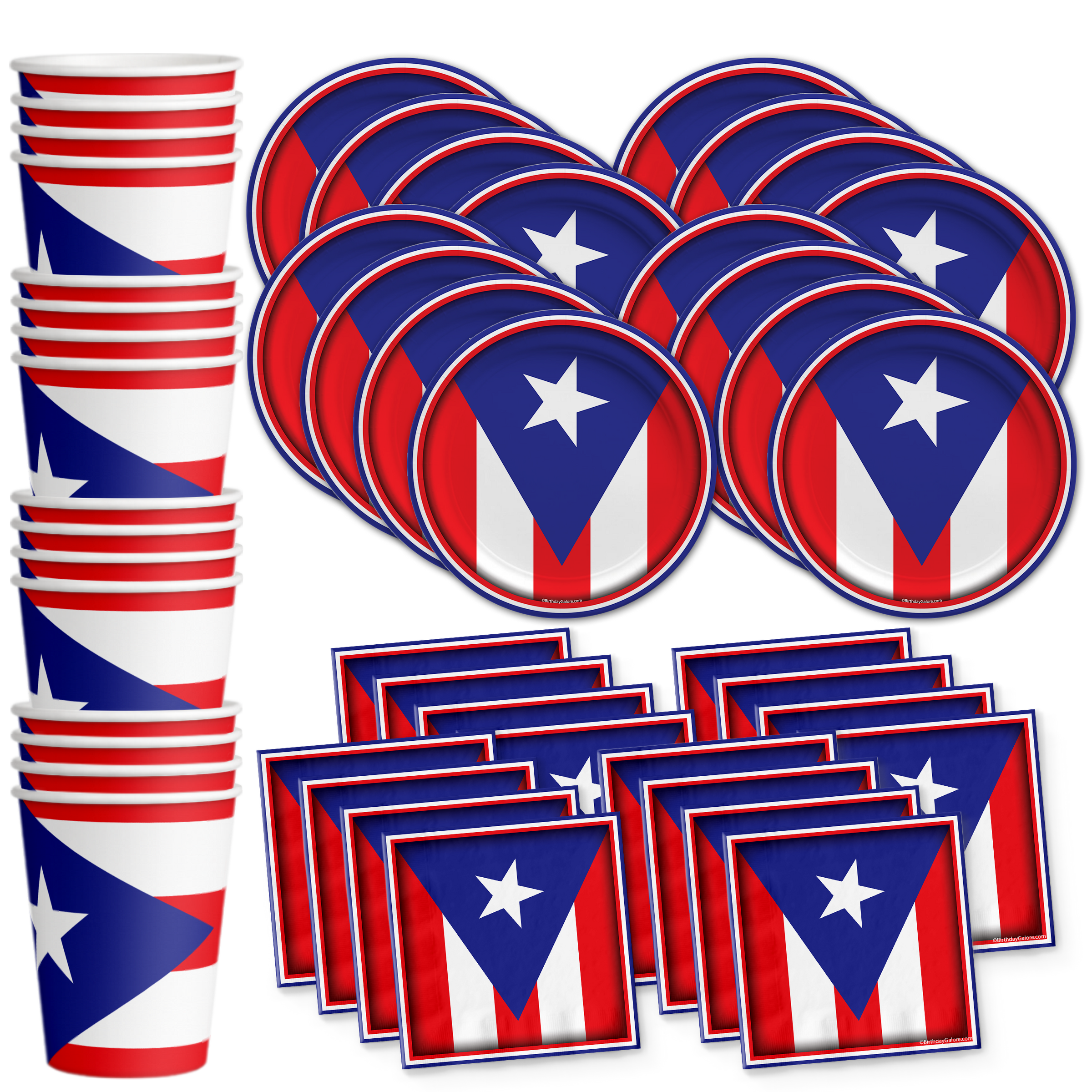 Puerto Rican Flag Birthday Party Tableware Kit For 16 Guests