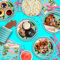 Pink Flamingo Birthday Party Tableware Kit For 16 Guests - BirthdayGalore.com